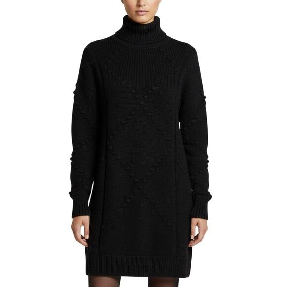 One Grey Day Turtleneck Luna Dress Black Knit Long Sleeve Women Small NWT - Picture 1 of 10